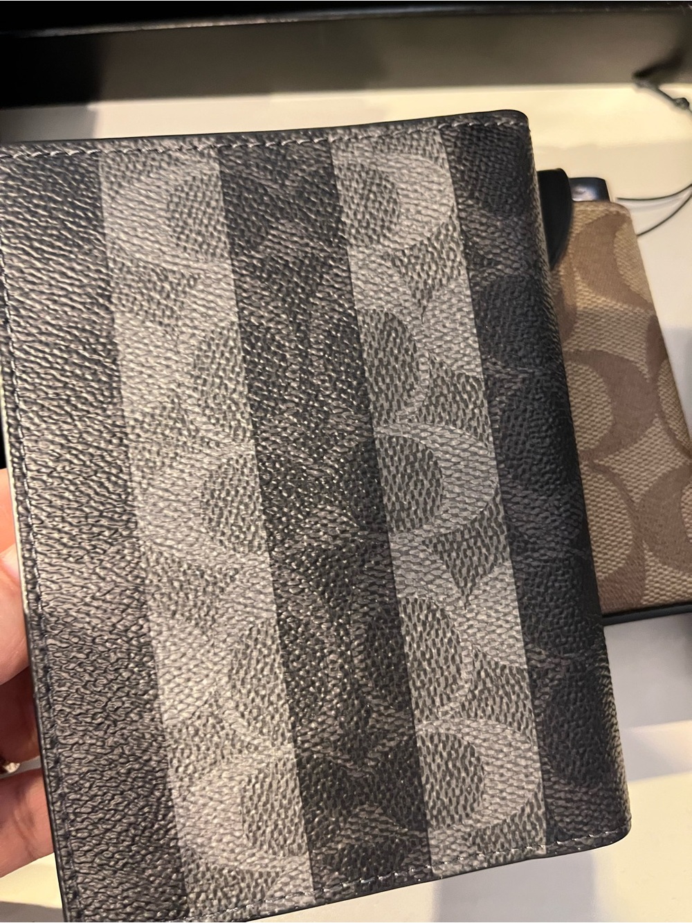 Coach Black Signature Canvas Passport holder slim Wallet new logo